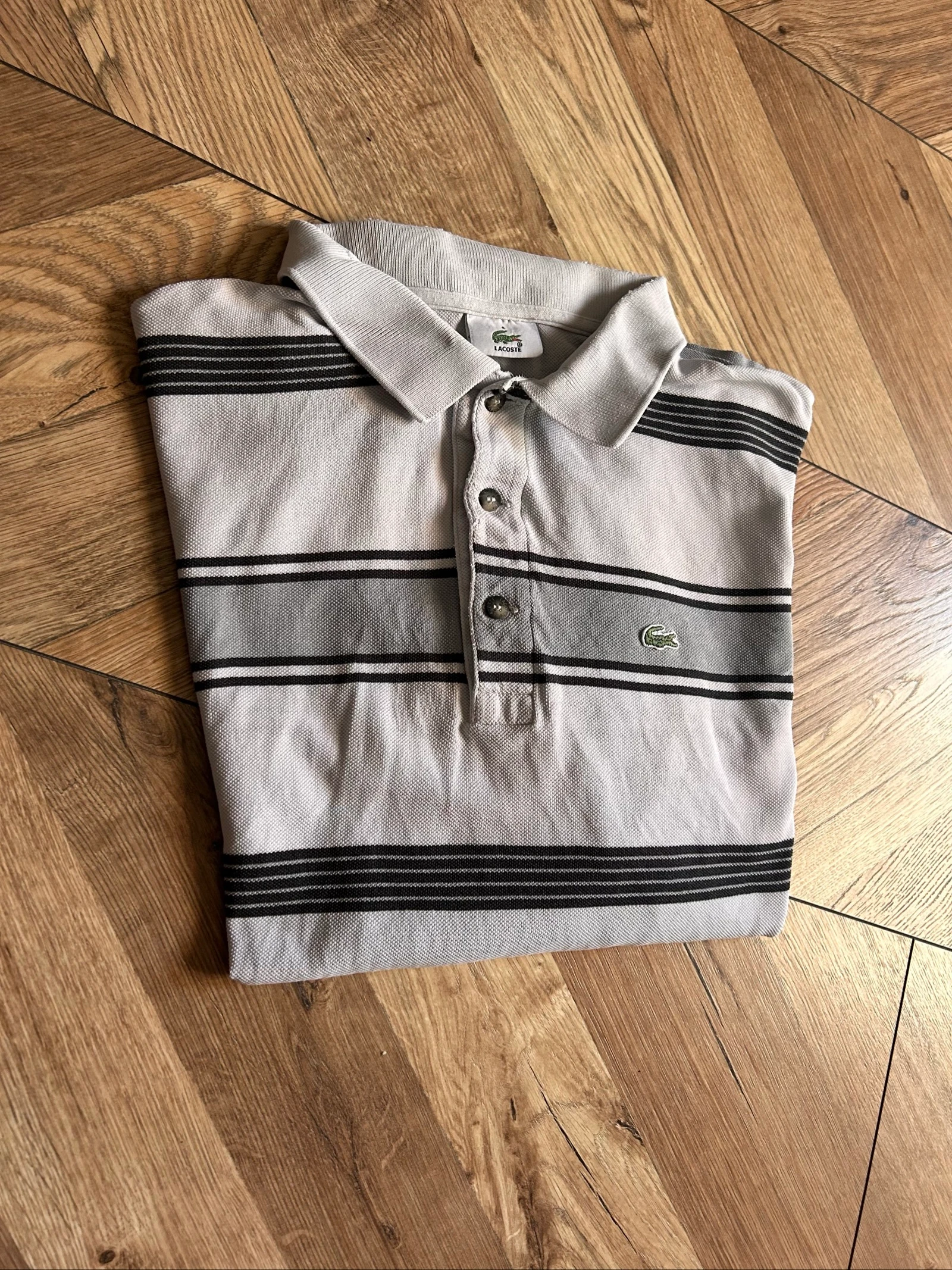 Lacoste long-sleeved striped polo – Size 6 (XL) - Vintage – photo 3
